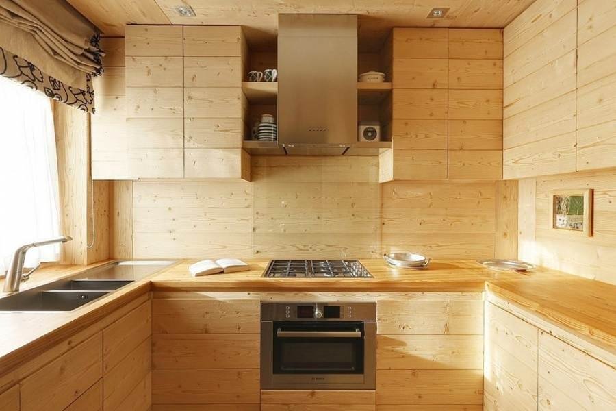 отделка кухни деревянной вагонкой